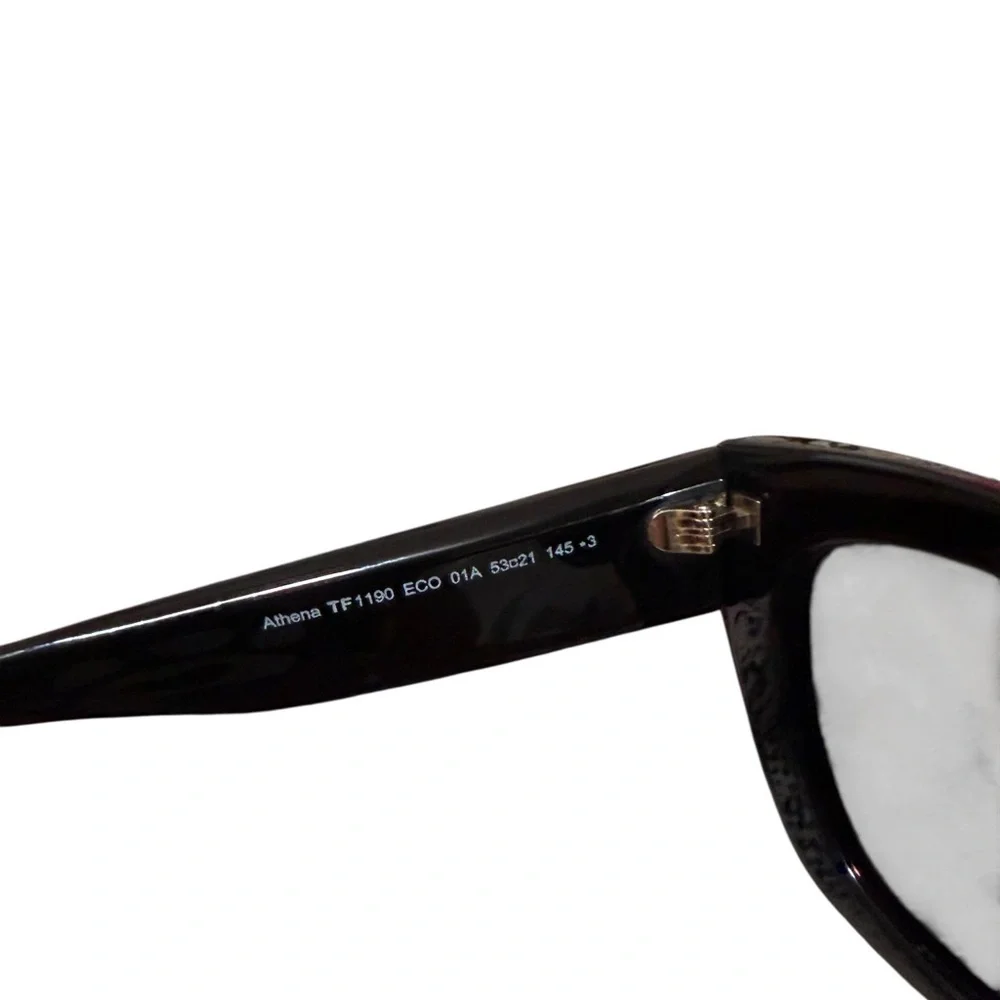Tom Ford Square Black Acetate Sunglasses Gold T Logo Gray Lens NIB